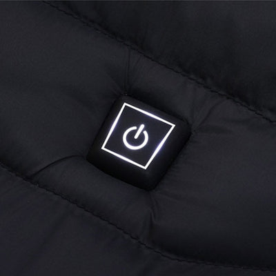 Bouton de réglage du gilet chauffant allumé en blanc